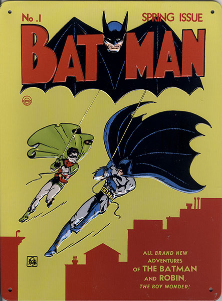 Vintage DC Comics Batman and Robin No. 1 metal relief plate (26x20cm)