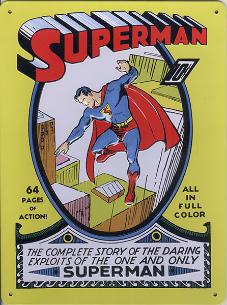 Vintage DC Comics Superman No. 1 metal relief plate (26x20cm)